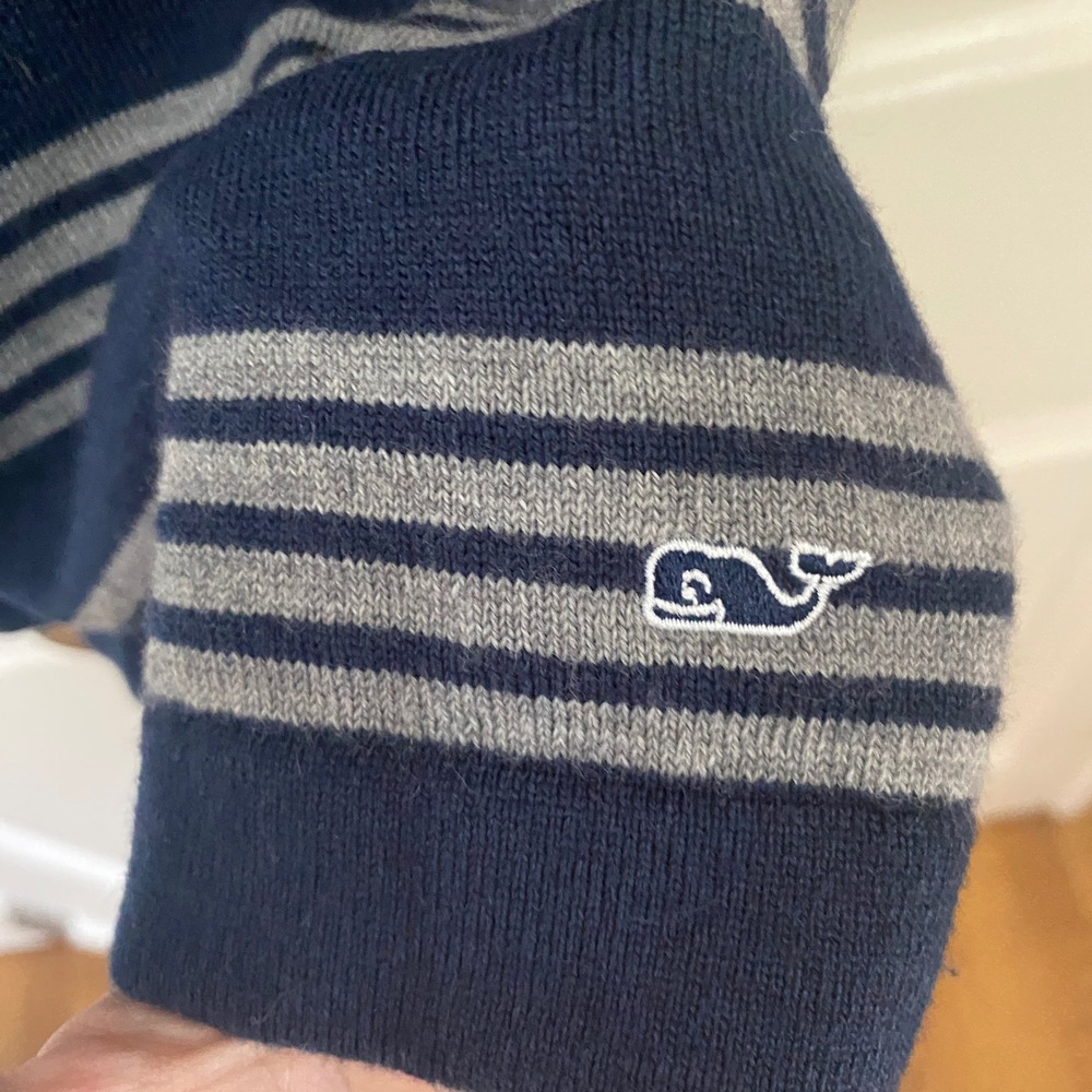 Vineyard Vines Wool Sweater Dress Medium Navy Blue Midi Fall Nautical Preppy - Picture 6 of 7